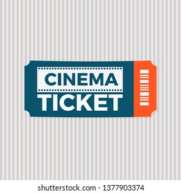 Cinema Ticket icon vector illustration in the flat style, Ticket stub isolated on a background, Retro movie event tickets