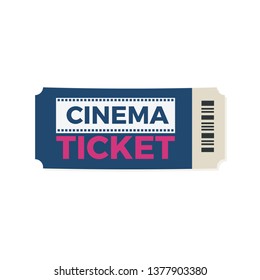 Cinema Ticket icon vector illustration in the flat style, Ticket stub isolated on a background, Retro movie event tickets