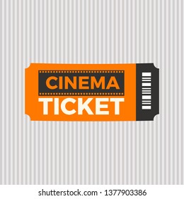Cinema Ticket icon vector illustration in the flat style, Ticket stub isolated on a background, Retro movie event tickets
