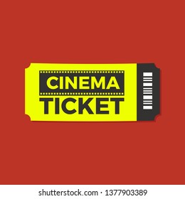 Cinema Ticket icon vector illustration in the flat style, Ticket stub isolated on a background, Retro movie event tickets
