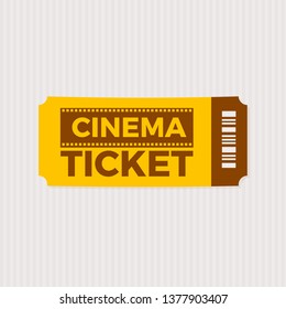 Cinema Ticket icon vector illustration in the flat style, Ticket stub isolated on a background, Retro movie event tickets