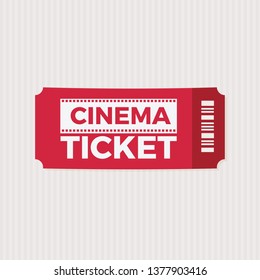Cinema Ticket icon vector illustration in the flat style, Ticket stub isolated on a background, Retro movie event tickets