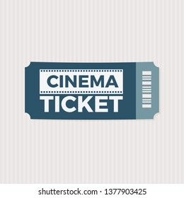 Cinema Ticket icon vector illustration in the flat style, Ticket stub isolated on a background, Retro movie event tickets