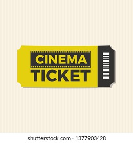 Cinema Ticket icon vector illustration in the flat style, Ticket stub isolated on a background, Retro movie event tickets