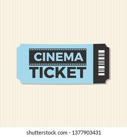 Cinema Ticket icon vector illustration in the flat style, Ticket stub isolated on a background, Retro movie event tickets