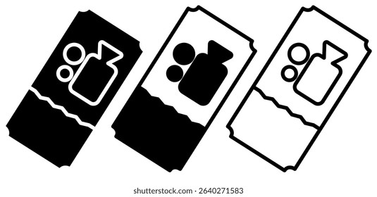 cinema ticket icon, vector illustration symbol design logo template pictogram, for ui or ux isolated on white for mobile app, editable
