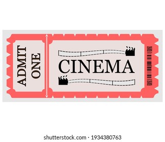 cinema ticket with inscriptions and drawings on a white background