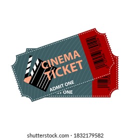 Cinema ticket isolated. Movie coupon design concept. vector illustration of two entrance access sign to film or theater. Event industry symbol on old vontage cardboard paper