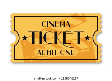 Cinema ticket isolated on background. Vintage admission movie ticket template. Vector