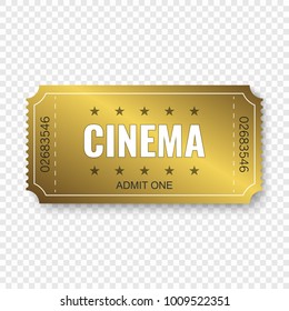 Cinema ticket isolated on transparent background.