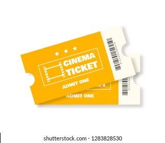 Cinema ticket isolated on white background. Vector illustration. 