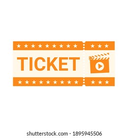 Cinema ticket, isolated on white background. Vintage paper coupon. Vector illustration. 
