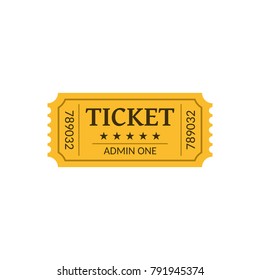 Cinema ticket, isolated on white. Retro style. Vector illustration.