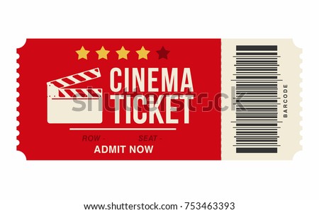 Cinema ticket isolated on white background. Realistic cinema or movie ticket template. Vector