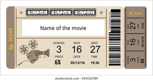 Cinema Ticket Movie Coupon Admit Film Stock Vector (Royalty Free) 431695630