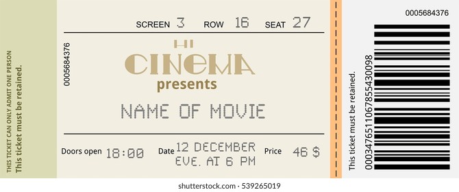 cinema ticket movie coupon admit film entertainment 