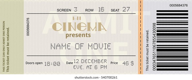 cinema ticket movie coupon admit film entertainment 