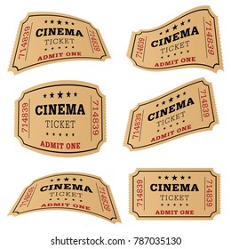 cinema ticket movie set art illustration