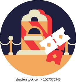 Cinema Ticket Office Icon in Flat Style