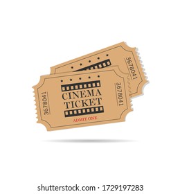 cinema ticket old set illustration in colorful