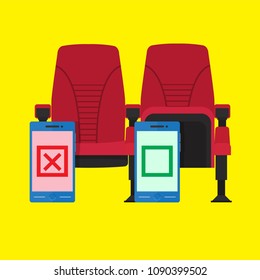 Cinema ticket online booking vector flat design.