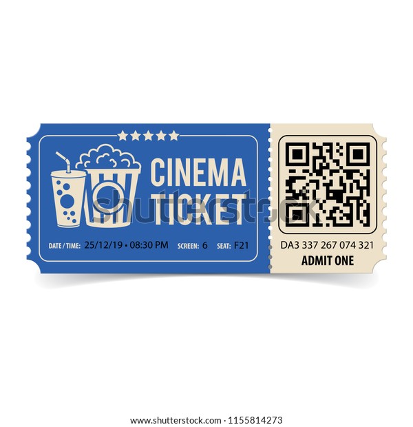 Cinema Ticket Qr Code Popcorn Soda Stock Vector (Royalty Free ...