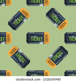 Cinema ticket seamless pattern. Flat and solid color design texture. Vector illustration.