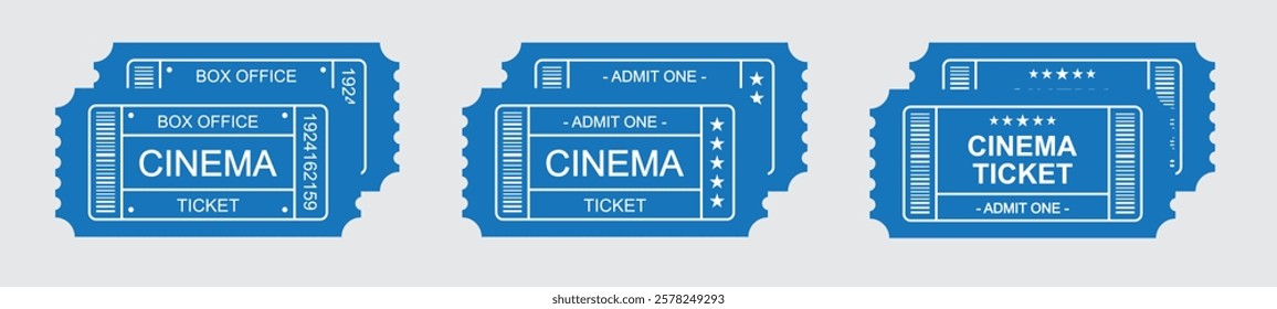 Cinema ticket set icon, vector illustration