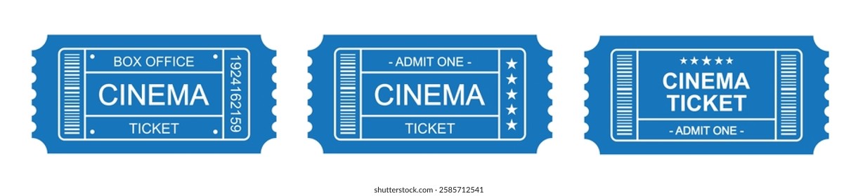 Cinema ticket set icon, vector illustration