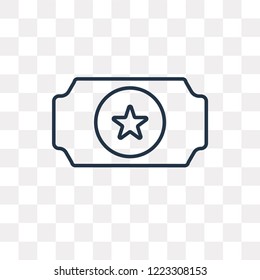 Cinema ticket with a star vector outline icon isolated on transparent background, high quality linear Cinema ticket with a star transparency concept can be used web and mobile