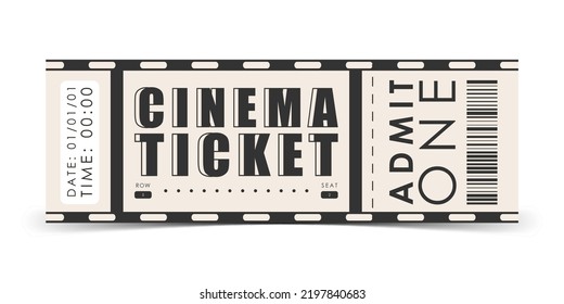 Plantilla de boleto de cine. Plantilla moderna de la tarjeta de entrada. Vector.