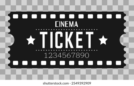 Cinema ticket template on checkered background