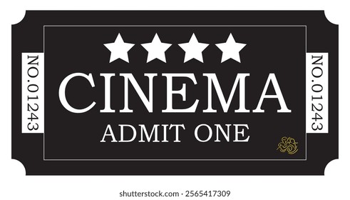 Cinema Ticket Template Vector illustration Black and White