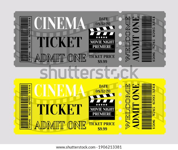 Cinema ticket\
template,flat vector\
illustration.\
