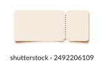 Cinema ticket. Theater coupon realistic vector template. Discount voucher mockup. Train, movie, raffle, carnival blank ticket with text space. Concert, event, festival admit layout.