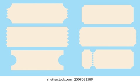 Cinema ticket. Theater coupon realistic. Discount voucher mockup. Train, movie, raffle, carnival blank ticket with text space. Concert, event, festival admit layout.vector eps10