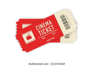 Cinema ticket. Two cinema tickets isolated on white background. Vector