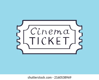 Cinema ticket vector doodle line sketch illustration