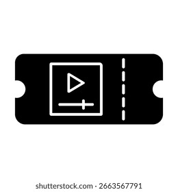 Icono de Vector de boleto de cine. cartel de ilustración de cine. Símbolo de la entrada. logotipo de la casa de cine.