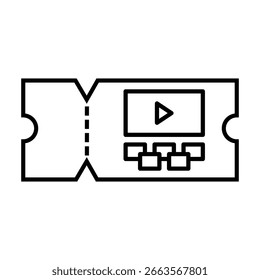Icono de Vector de boleto de cine. cartel de ilustración de cine. Símbolo de la entrada. logotipo de la casa de cine.