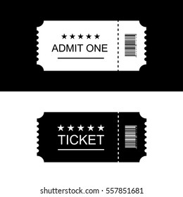 Cinema Ticket Vector Illustration Black White Stock Vector (Royalty ...