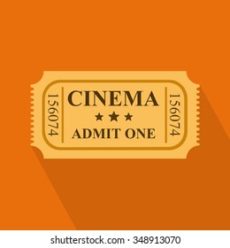 Cinema ticket vector illustration, flat design.