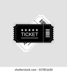 Cinema ticket. Vector illustration. Gray background