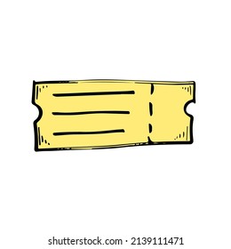 Cinema ticket vintage sketch illusration. Theatre seat hand drawn icon