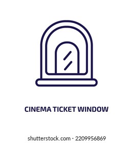 Cinema Ticket Window Icon From Cinema Collection. Thin Linear Cinema Ticket Window, Movie, Buy Outline Icon Isolated On White Background. Line Vector Cinema Ticket Window Sign, Symbol For Web And 