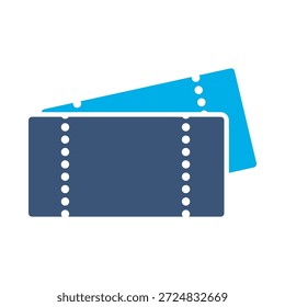 Icono de boletos de cine Vector plano azul diseño de la película de admisión símbolo de evento pase de Cupón de entrada de papel elemento gráfico signo