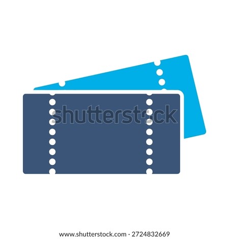 Cinema tickets icon blue flat vector design movie admission symbol event pass coupon entry paper graphic element sign