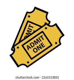 Icono de entradas de cine. Contorno de negrita editable con diseño de relleno de color. Ilustración vectorial.
