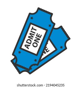 Cinema Tickets Icon. Editable Bold Outline With Color Fill Design. Vector Illustration.