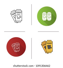 Cinema tickets icon. Flat design, linear and color styles. Isolated vector illustrations